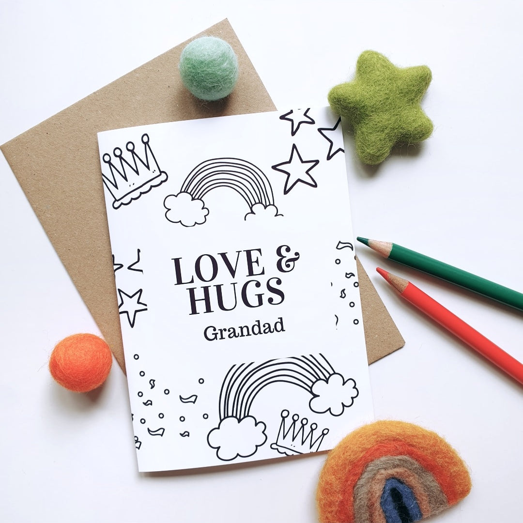 Colour Me In Personalised Fathers Day Crown Confetti Design - A6 Greeting Card