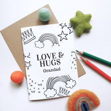 Load image into Gallery viewer, Colour Me In Personalised Fathers Day Crown Confetti Design - A6 Greeting Card