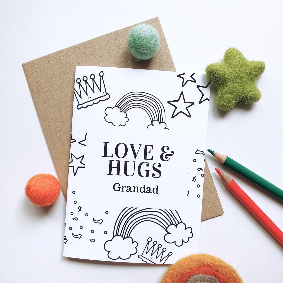 Colour Me In Personalised Fathers Day Crown Confetti Design - A6 Greeting Card