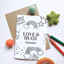 Load image into Gallery viewer, Colour Me In Personalised Fathers Day Crown Confetti Design - A6 Greeting Card