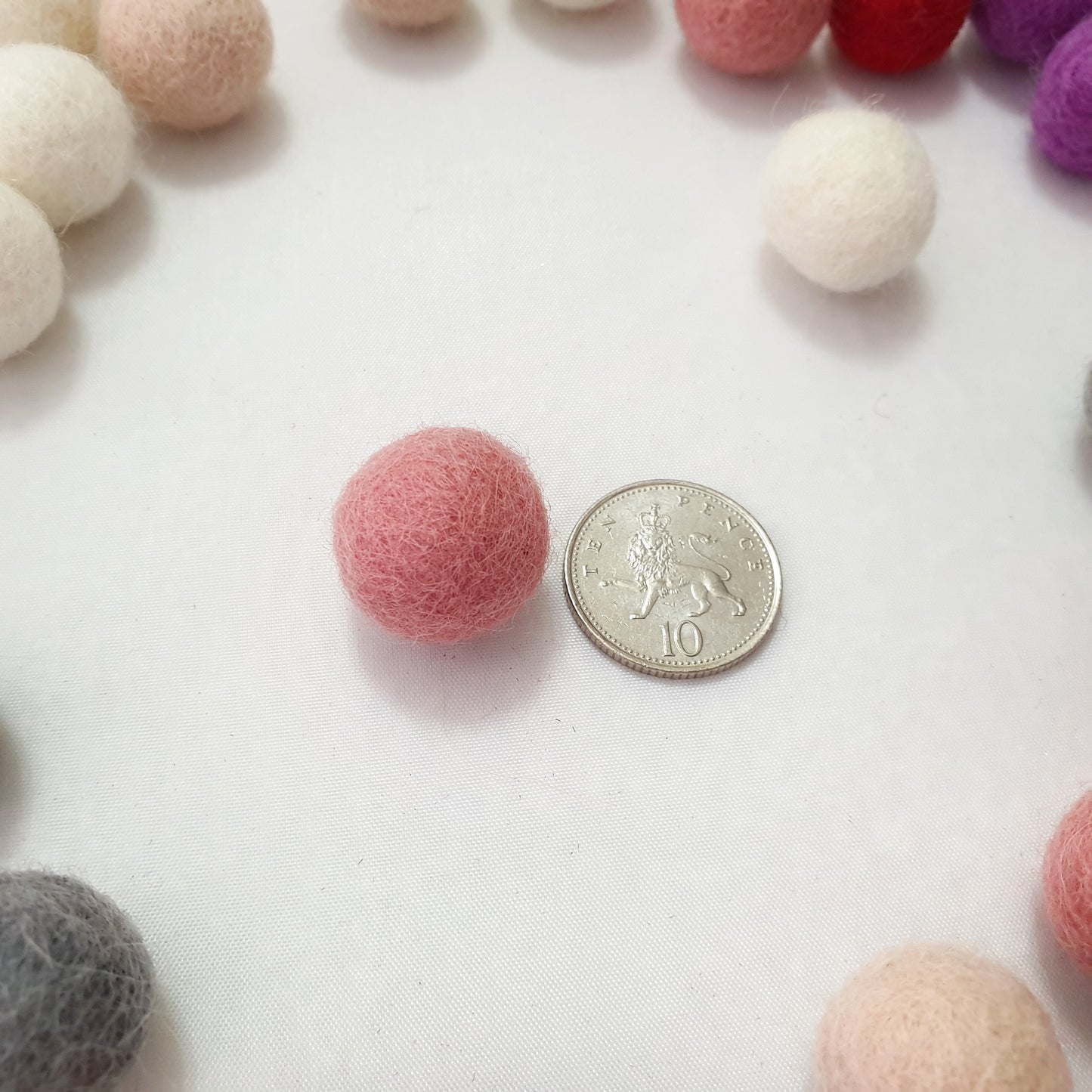 Red and Blush Pom Pom Flowers, Felt Ball Bouquet Room Decor