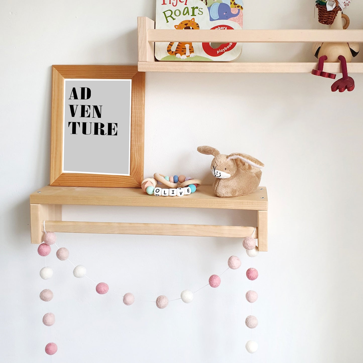 Blush Pom Pom Garland - Felt Ball Nursery Decor