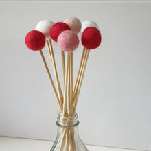 Load image into Gallery viewer, Hearts Pom Pom Flowers, Felt Ball Bouquet Room Decor