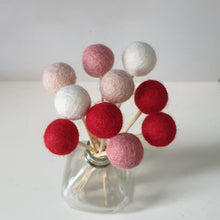 Load image into Gallery viewer, Hearts Pom Pom Flowers, Felt Ball Bouquet Room Decor