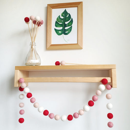 Heart Pom Pom Garland - Felt Ball Nursery Decor