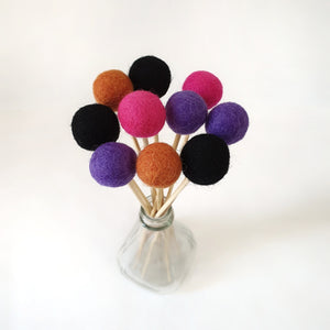 Hex Pom Pom Flowers, Felt Ball Bouquet Room Decor