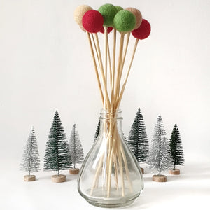 Holly Pom Pom Flowers, Felt Ball Bouquet Room Decor