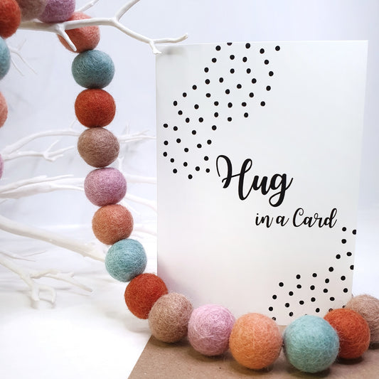 Hug in a Card - A6 Monochrome Typo Greeting Card