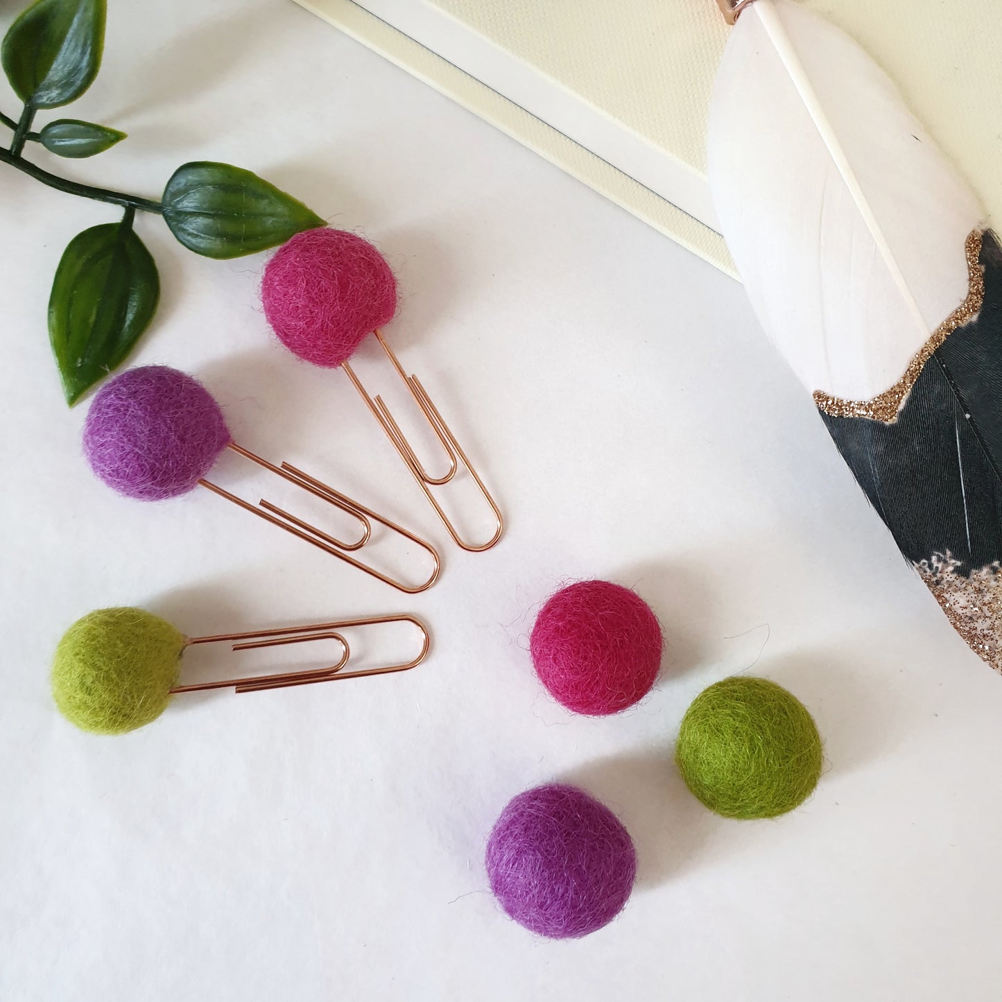 Mermaid Pom Pom Paperclips - Felt Ball Stationary Bookmarks