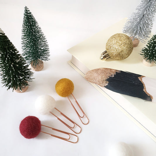 Merry Pom Pom Paperclips - Felt Ball Stationary Bookmarks