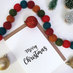 Merry Christmas - A6 Monochrome Typo Greeting Card