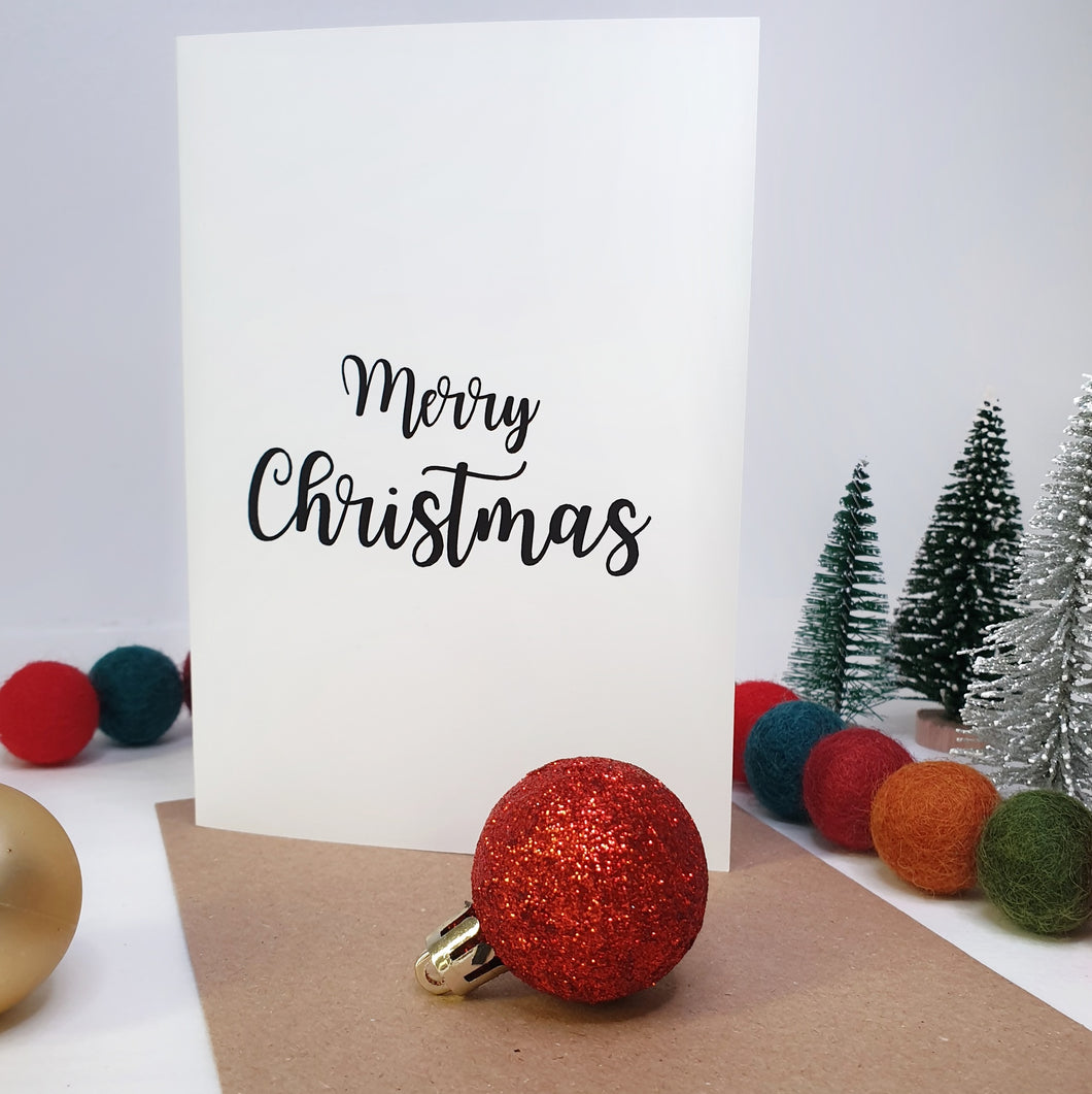 Merry Christmas - A6 Monochrome Typo Greeting Card