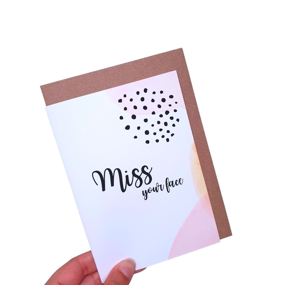 Miss your Face - A6 Monochrome Typo Water Paint Greeting Card