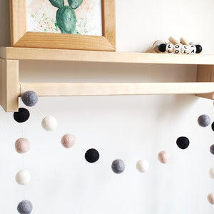 Monochrome Pom Pom Garland - Felt Ball Nursery Decor
