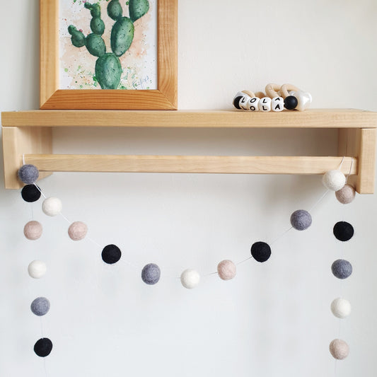 Monochrome Pom Pom Garland - Felt Ball Nursery Decor