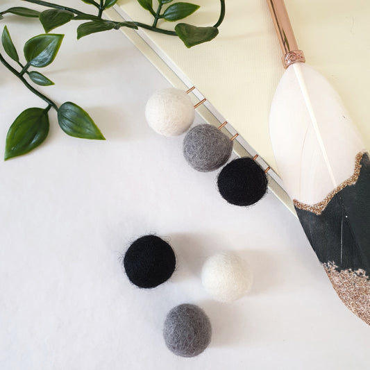 Monochrome Pom Pom Paperclips - Felt Ball Stationary Bookmarks