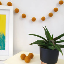 Load image into Gallery viewer, Mustard Pom Pom Garland - Felt Ball Nursery Decor