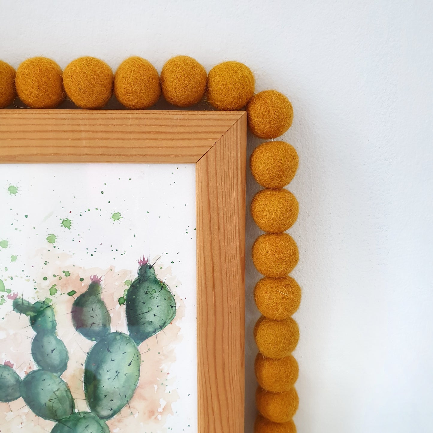 Mustard Pom Pom Garland - Felt Ball Nursery Decor