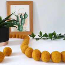 Load image into Gallery viewer, Mustard Pom Pom Garland - Felt Ball Nursery Decor