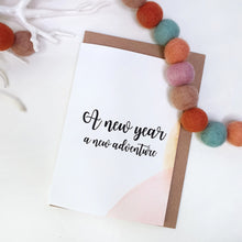 Load image into Gallery viewer, A New Year A New Adventure - A6 Monochrome Typo Water Paint Greeting Card
