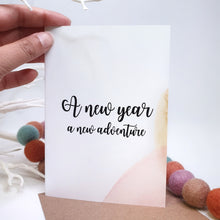 Load image into Gallery viewer, A New Year A New Adventure - A6 Monochrome Typo Water Paint Greeting Card