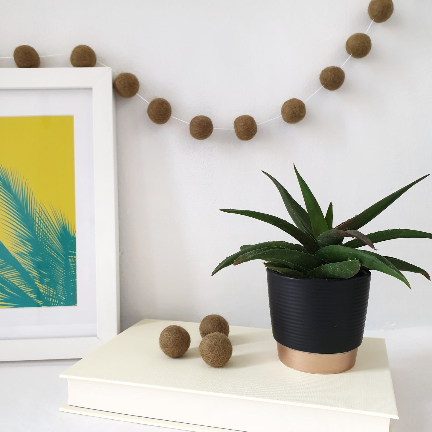 Olive Pom Pom Garland - Felt Ball Nursery Decor