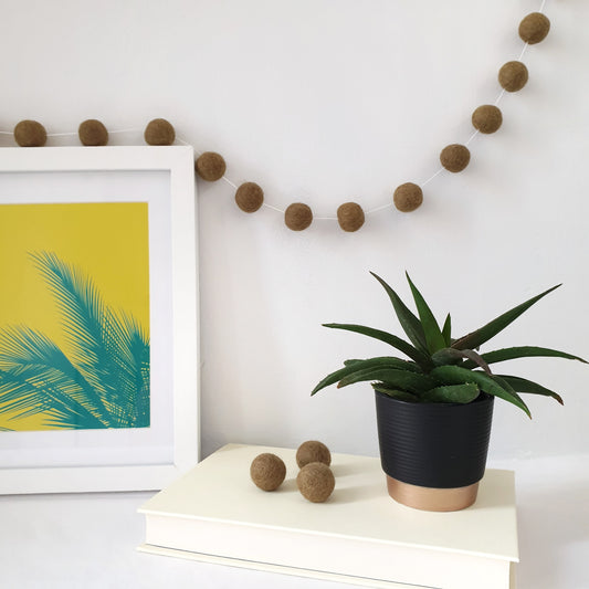 Olive Pom Pom Garland - Felt Ball Nursery Decor