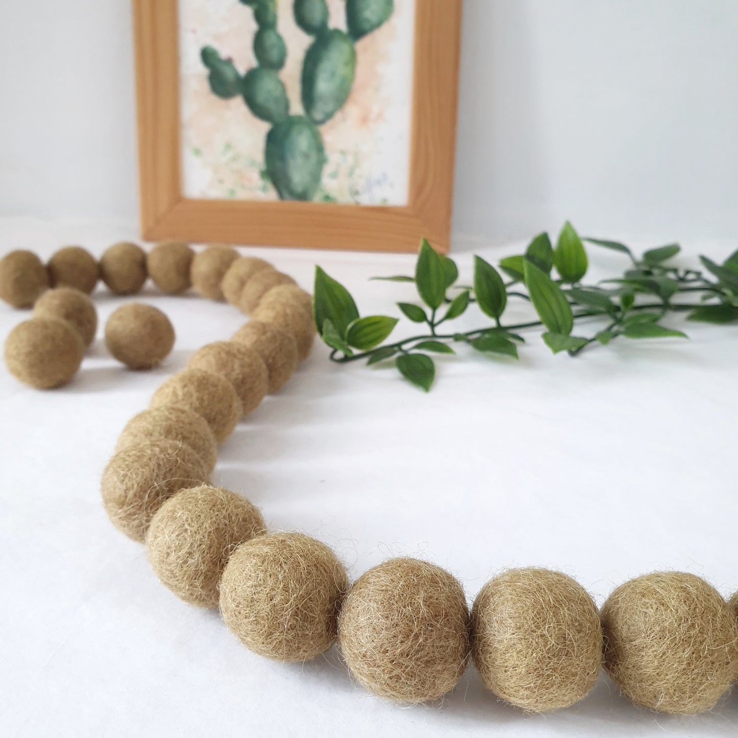 Olive Pom Pom Garland - Felt Ball Nursery Decor