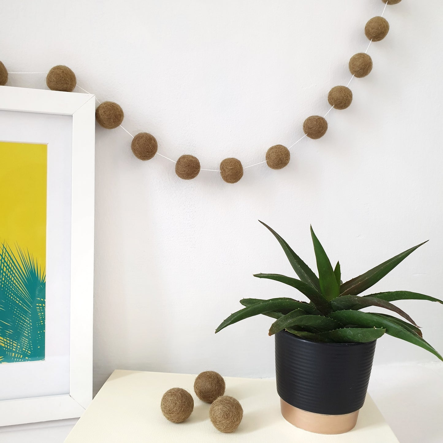 Olive Pom Pom Garland - Felt Ball Nursery Decor