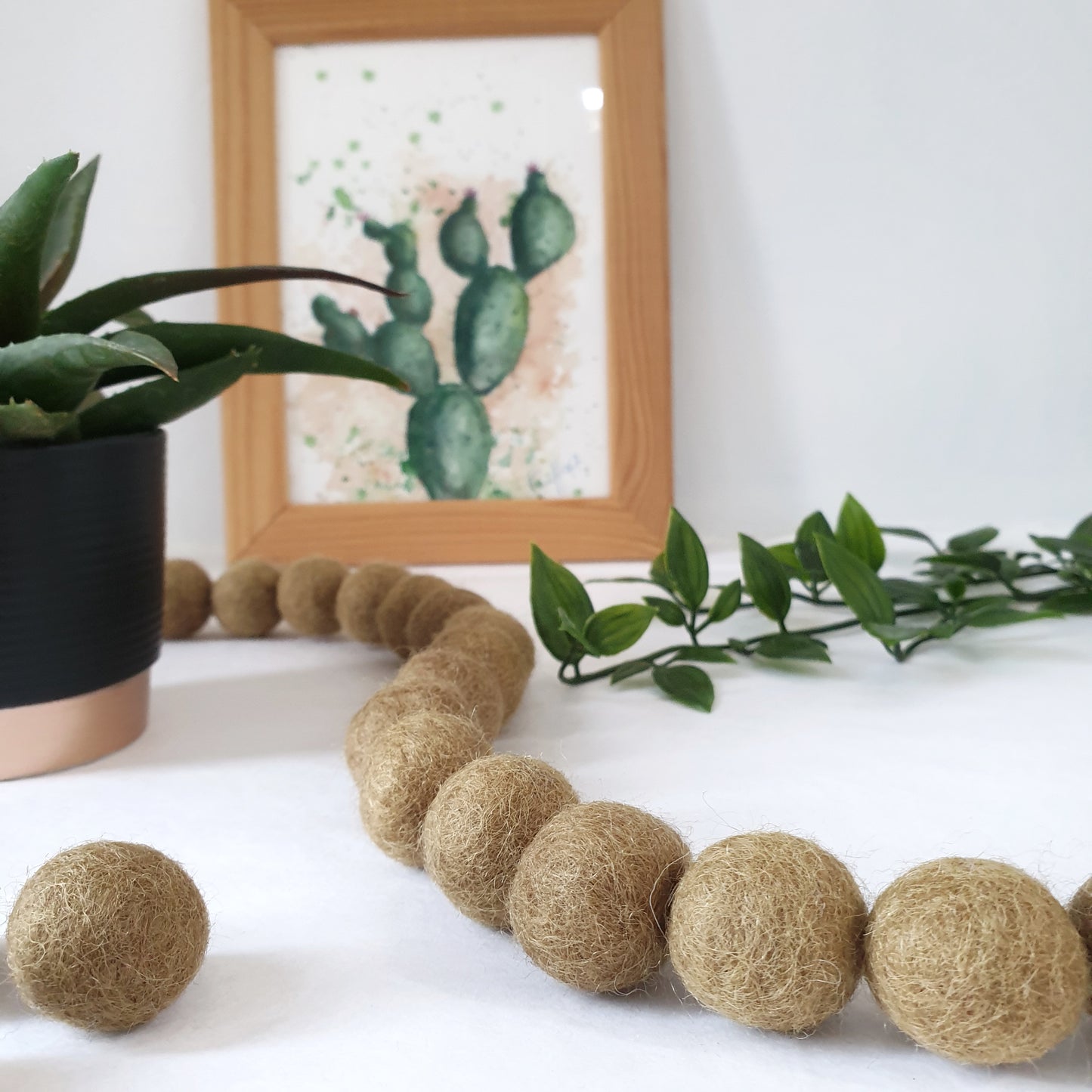 Olive Pom Pom Garland - Felt Ball Nursery Decor