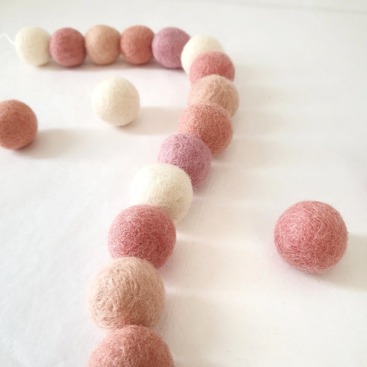 Ombre Pink Rainbow Pom Pom Garland - Felt Ball Nursery Decor