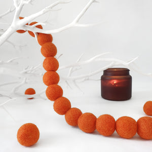 Orange Pom Pom Garland - Felt Ball Nursery Decor
