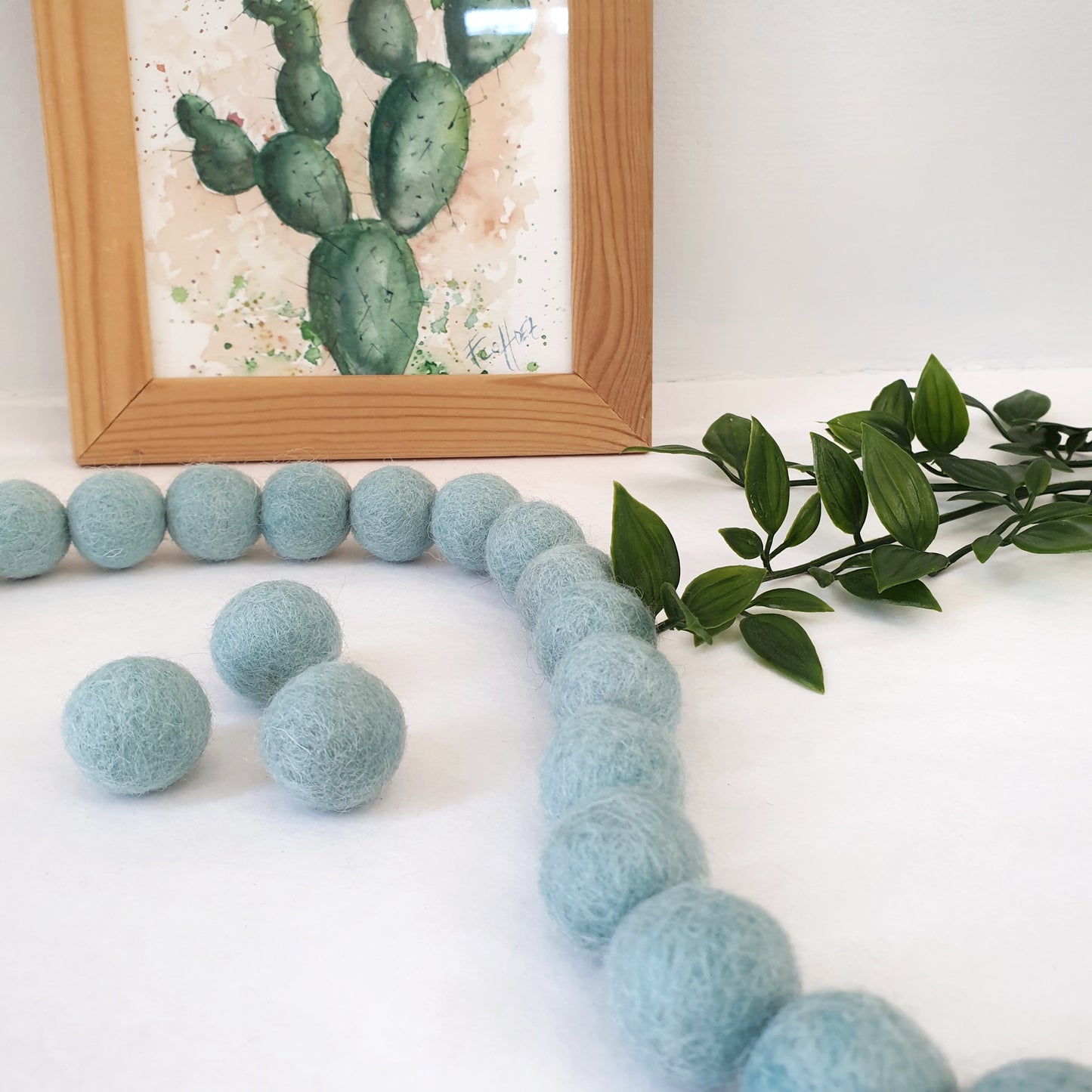 Pastel Blue Pom Pom Garland - Felt Ball Nursery Decor