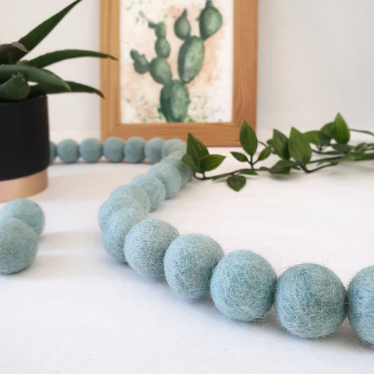 Pastel Blue Pom Pom Garland - Felt Ball Nursery Decor