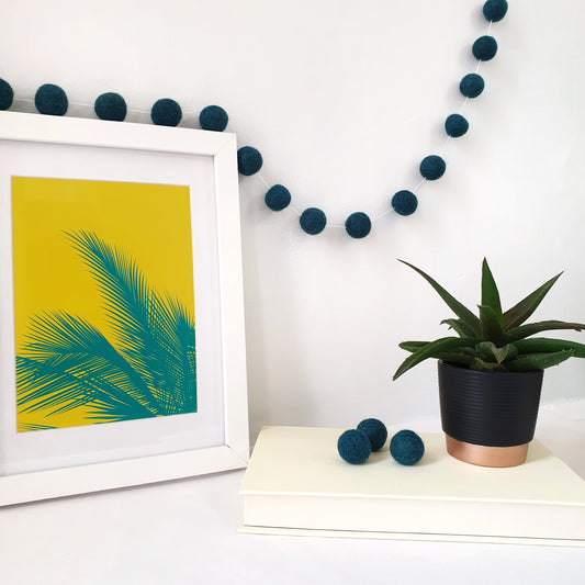 Peacock Pom Pom Garland - Felt Ball Nursery Decor