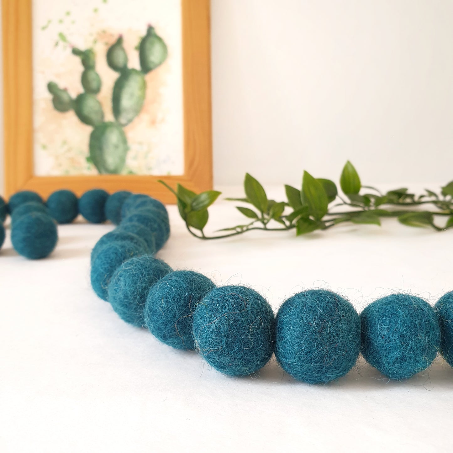 Peacock Pom Pom Garland - Felt Ball Nursery Decor