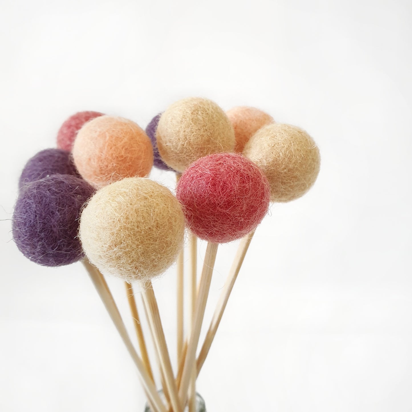 Plum Pom Pom Flowers, Felt Ball Bouquet Room Decor