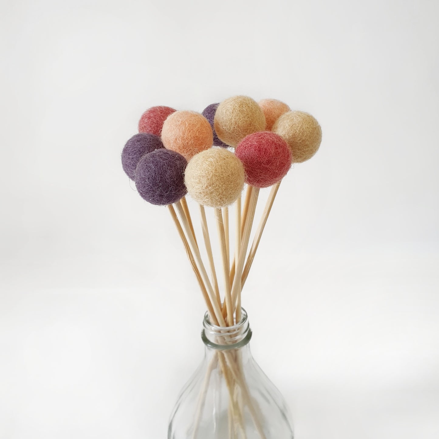 Plum Pom Pom Flowers, Felt Ball Bouquet Room Decor