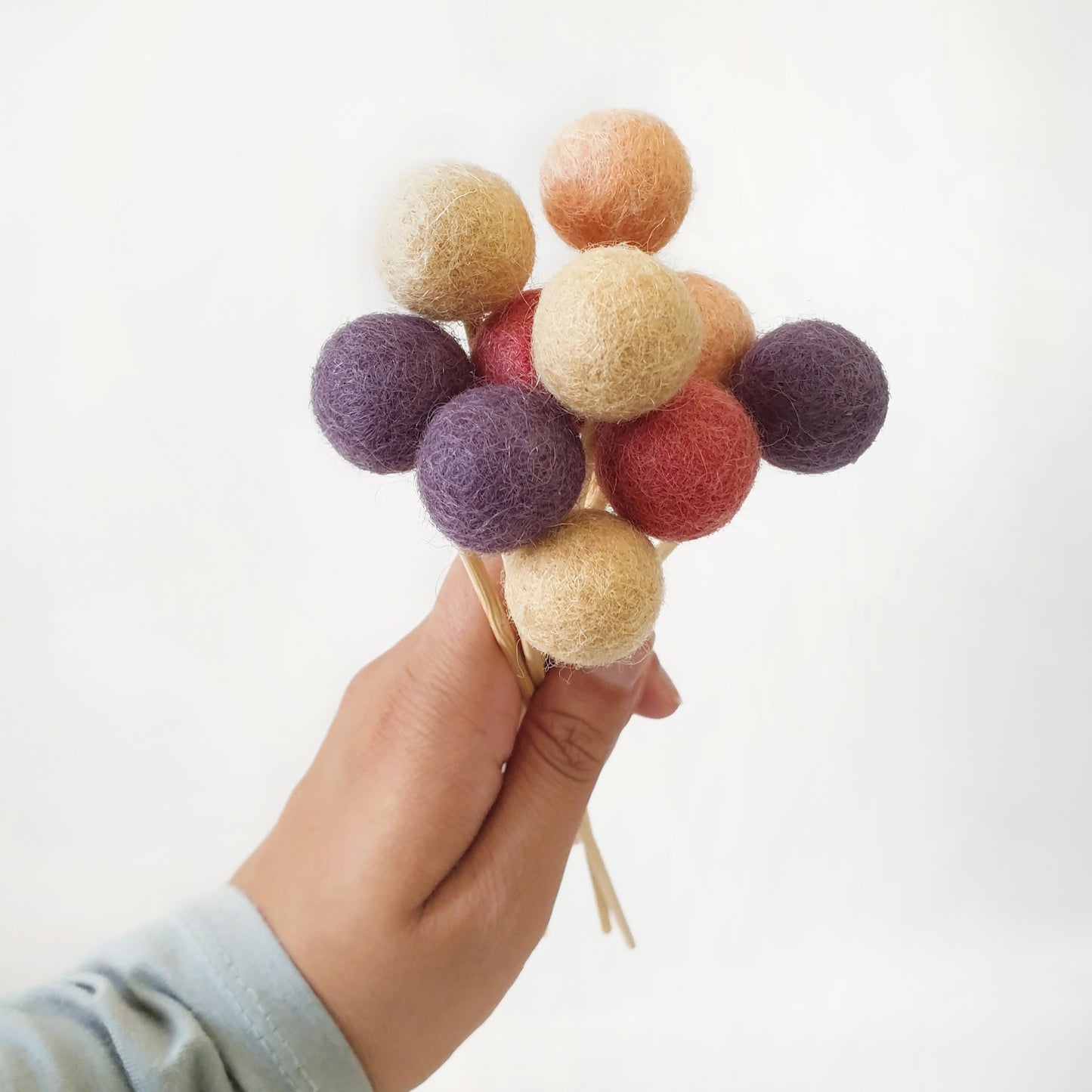 Plum Pom Pom Flowers, Felt Ball Bouquet Room Decor