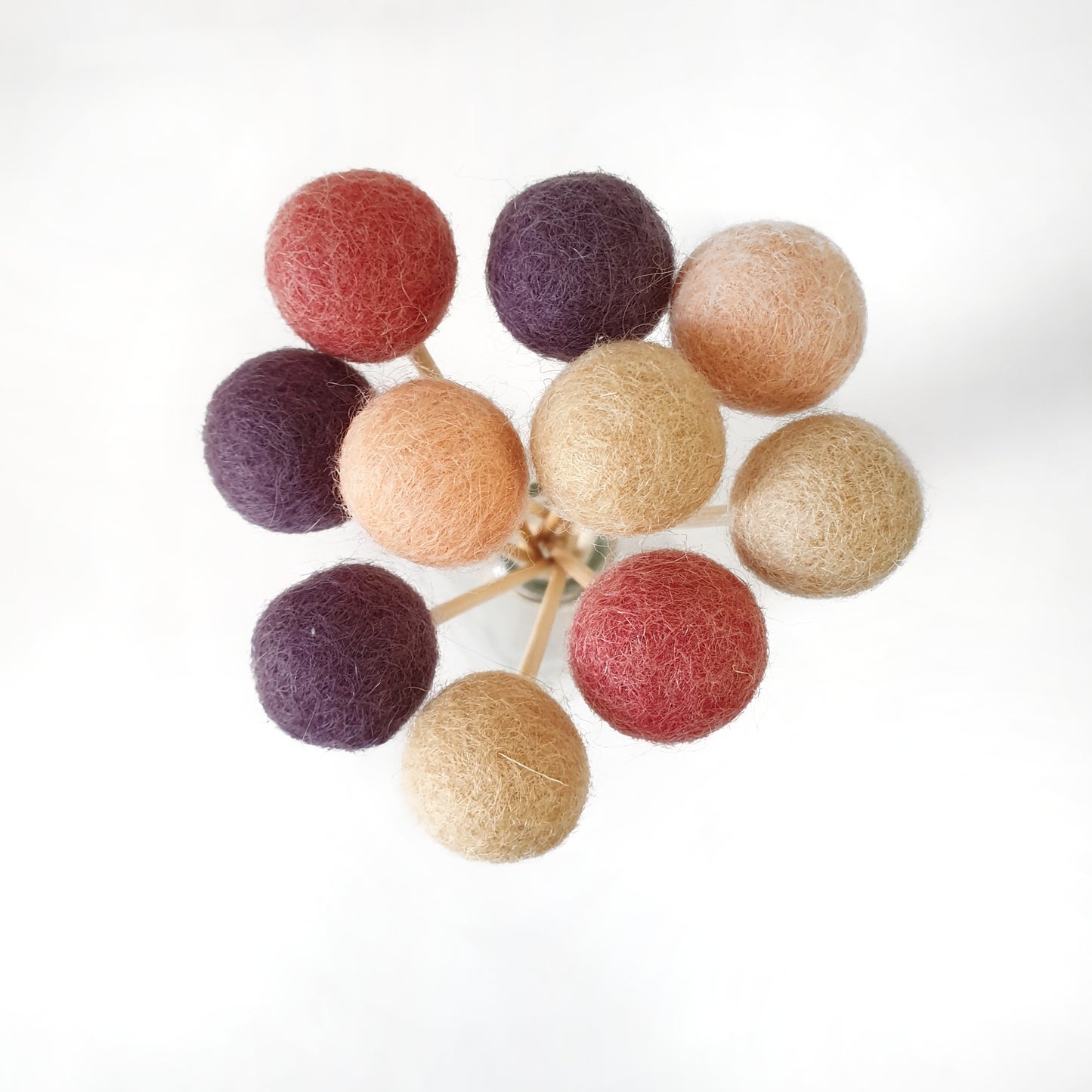 Plum Pom Pom Flowers, Felt Ball Bouquet Room Decor