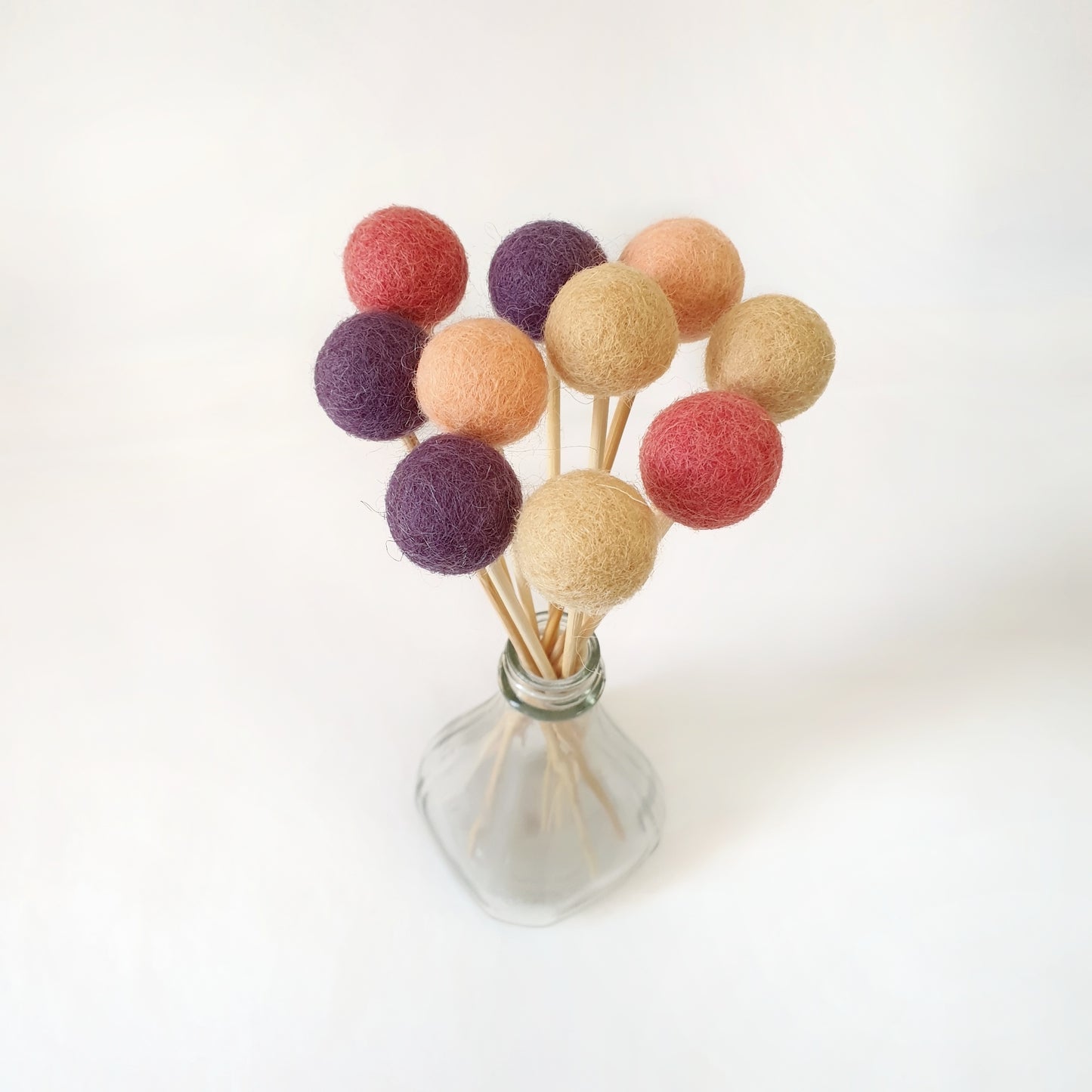 Plum Pom Pom Flowers, Felt Ball Bouquet Room Decor