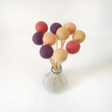 Load image into Gallery viewer, Plum Pom Pom Flowers, Felt Ball Bouquet Room Decor