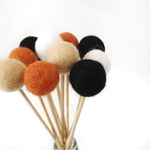 Pumpkin Pom Pom Flowers, Felt Ball Bouquet Room Decor