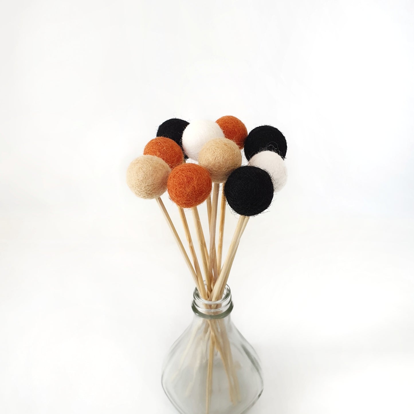 Pumpkin Pom Pom Flowers, Felt Ball Bouquet Room Decor