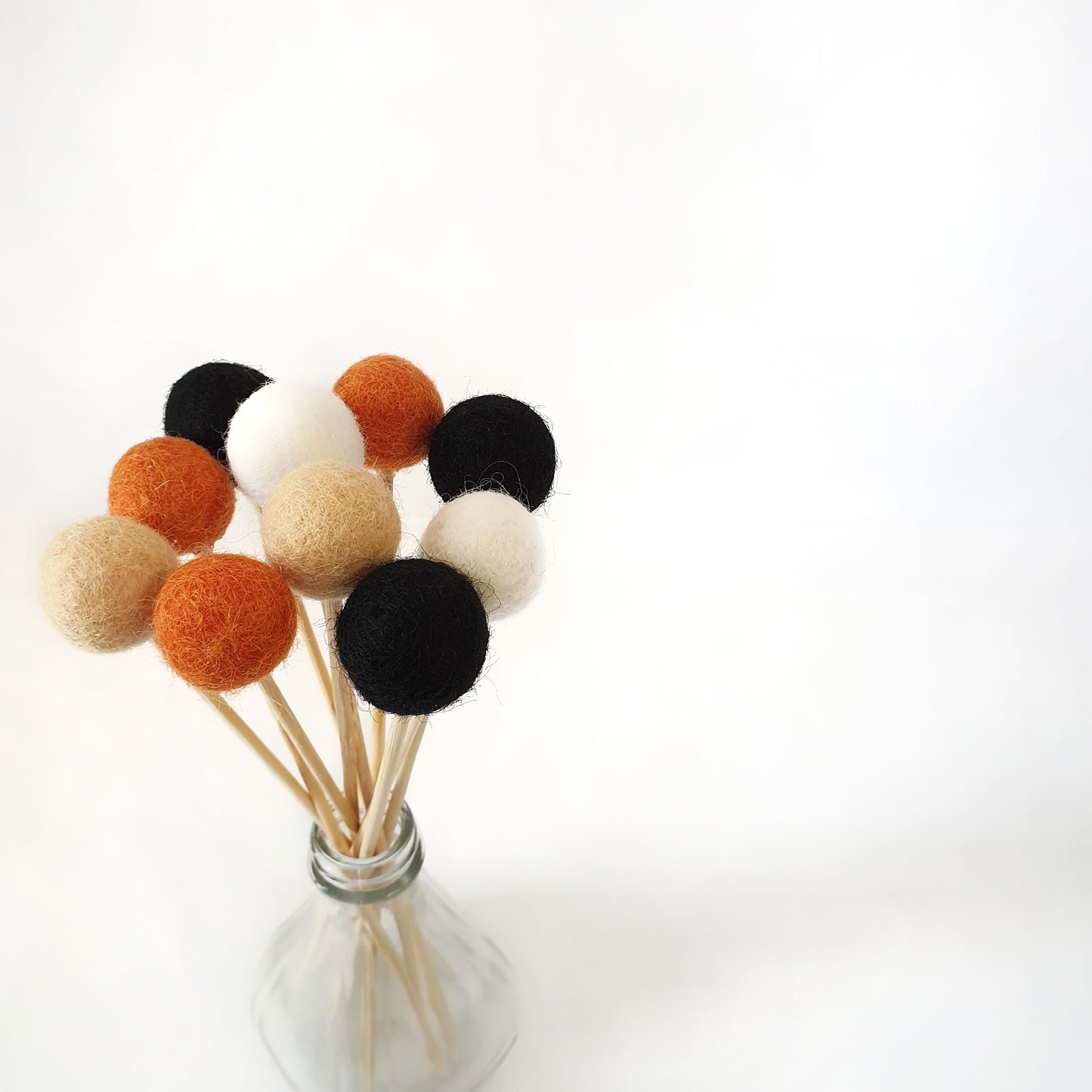 Pumpkin Pom Pom Flowers, Felt Ball Bouquet Room Decor