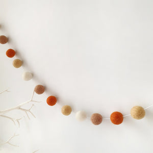 Pumpkin Spice Pom Pom Garland - Felt Ball Nursery Decor