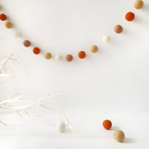 Pumpkin Spice Pom Pom Garland - Felt Ball Nursery Decor