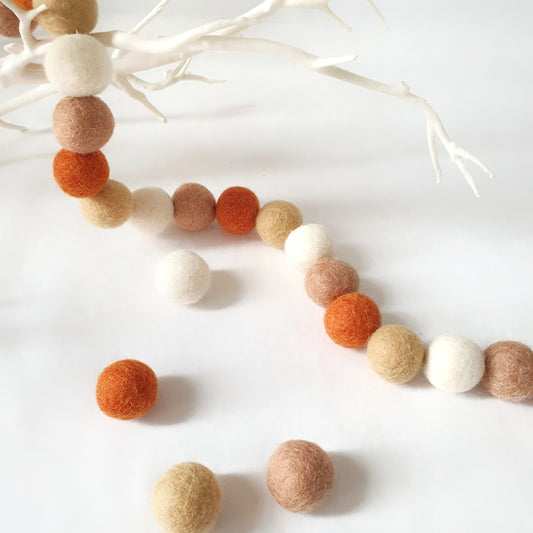 Pumpkin Spice Pom Pom Garland - Felt Ball Nursery Decor