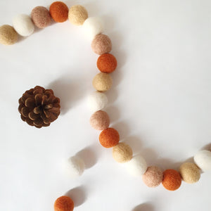 Pumpkin Spice Pom Pom Garland - Felt Ball Nursery Decor