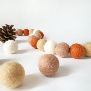 Pumpkin Spice Pom Pom Garland - Felt Ball Nursery Decor